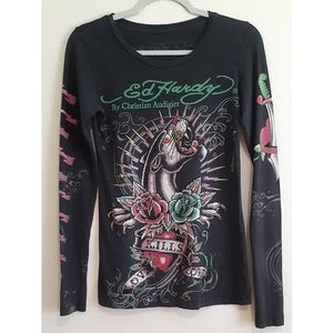 Ed Hardy Christian Audigier Puma Heart Love Kills Rhinestones